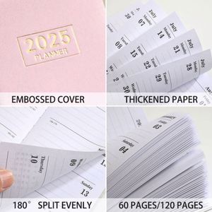 Laser 2025 A6 English Colorful Starlight <b>Notebook</b> Leather Surface Thin Weekly Calendar <b>Planner</b> - Product Image 4