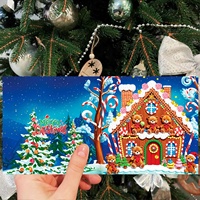 Nouvelles cartes de vœux de Noël imprimées modernes, 12 pièces, faites à la main, peinture au diamant DIY 'Joyeux Noël' pour adultes