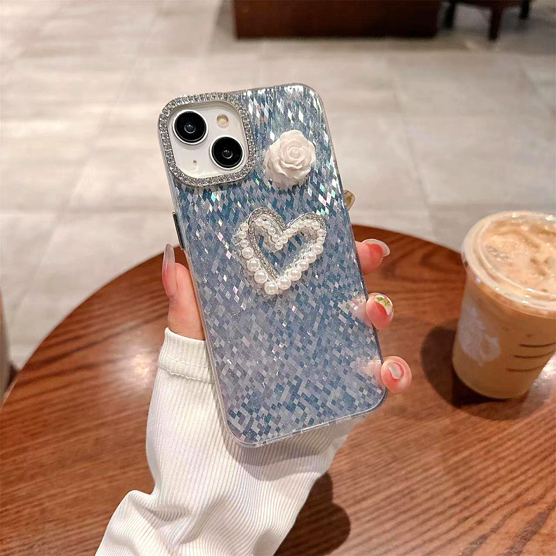 Silver + heart flower