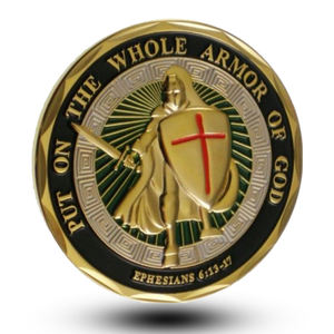 Großhandel gravierbare Metall münzen Double Comme morative Souvenir 3d Ephesians Gold auf die ganze Rüstung Gottes Herausforderung Münze gesetzt - Product Image 1