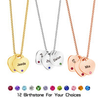 Collier personnalisé DIY pour femme en acier inoxydable avec pendentif motif cœur et chaîne à maillons, idéal pour fête, pierre de naissance, cadeau de Thanksgiving - Dropshipping