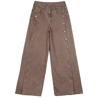 Pantalon large pour femme, taille mi-haute, couleur unie, coupe ample, décontracté, toutes saisons, respirant, écologique, teint en pièce, longueur intégrale