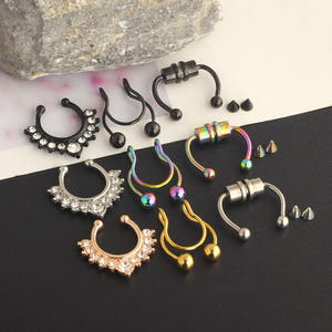 Anillo de Nariz <span class=keywords><strong>Falso</strong></span>, Set de Piercings de Nariz Falsos en Plata/Oro/Negro/Oro Rosa, Anillos de <span class=keywords><strong>Labio</strong></span> Falsos para Hombres y Mujeres - Product Image 4