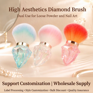 Brosse à poussière pour ongles en forme de diamant, poils synthétiques doux, nettoyeur de poudre pour manucure, pour salon de manucure, vente en gros, OEM, marque privée - Product Image 2