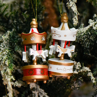 SW-606 Décoration de Noël en bois, mini pendentif cheval de carrousel vintage à suspendre pour anniversaire et Noël
