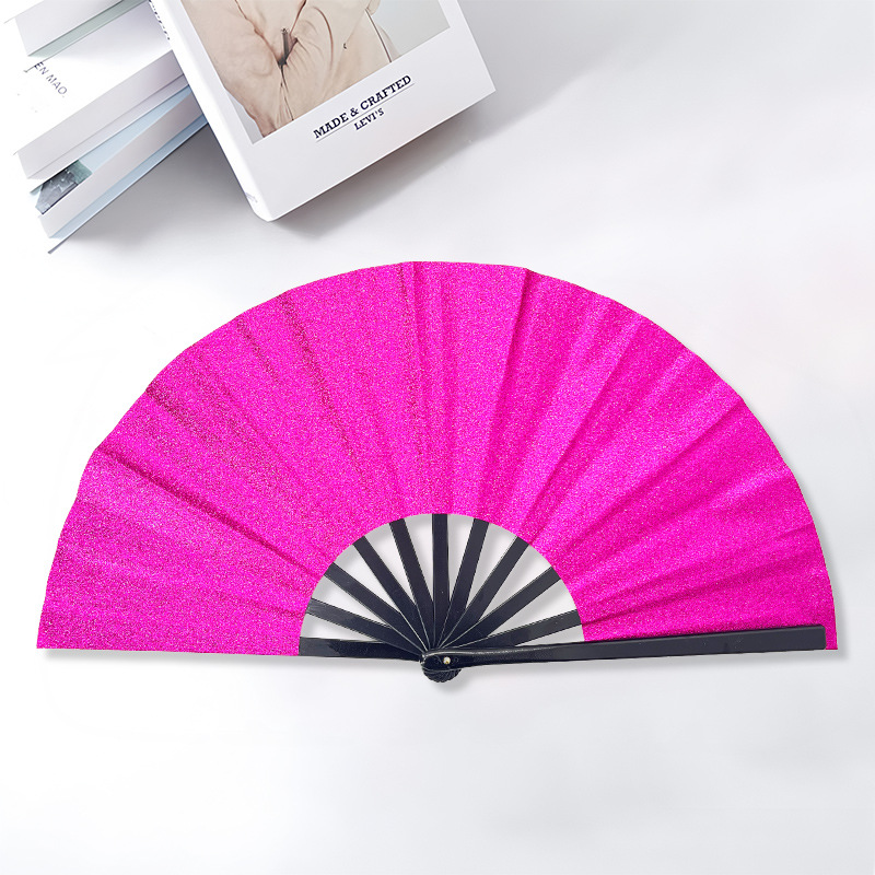 Éventail en os en plastique rose rouge