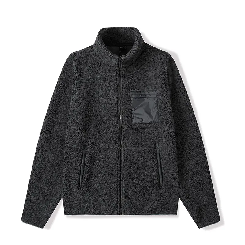 Wholesale winter Outdoor Clothing Mens Custom Logo Sherpa Jacquard trapstar Fleece Jacket