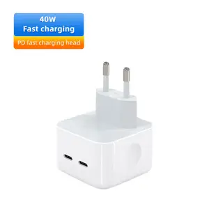 Fabricante de fuentes de alimentación Cargador rápido Pd Adaptador de corriente de Puerto C dual de 40W Cargador de pared USB de carga rápida 3.0C