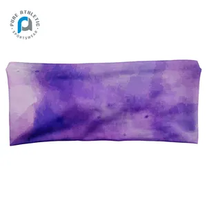 Đàn Hồi Sweatband Thăng Hoa In Màu Tím Tie Dye Mồ Hôi Hấp Thụ Ban Nhạc Spandex Cho Thể Thao Giản Dị Sweatband Cho Nam Giới Và Phụ Nữ