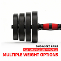 Set de Mancuernas Ajustables 4 en 1, Barra Convertible, Kettlebell, Push Up, 50 kg, Equipo de Gimnasio Portátil para el Hogar, Antideslizante, Ecológico, con Soporte