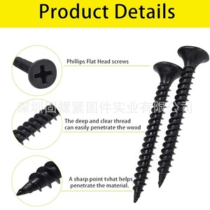Cross Border 420Pcs Black Carbon Steel Phillips Countersunk Self Tapping Screws M3 Flat Head Wood Fasteners Box - Product Image 2