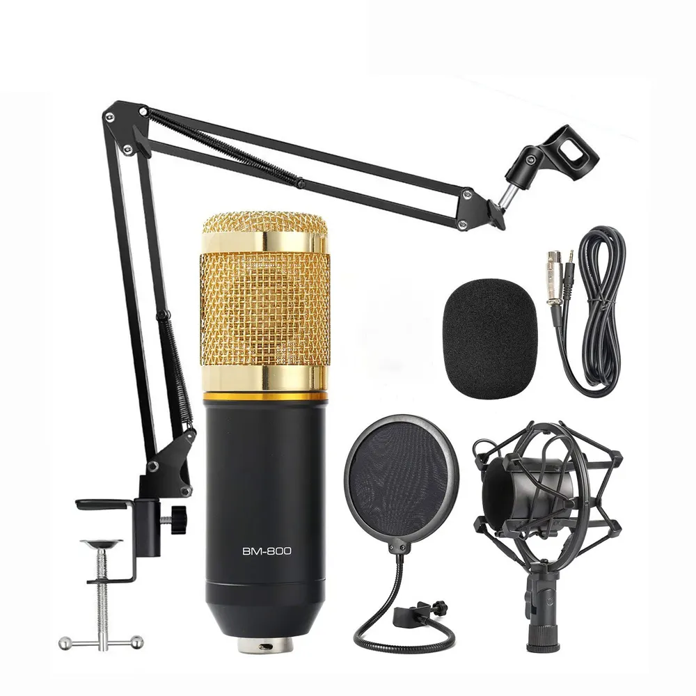 Nhà Máy OEM Trực Tiếp Chuyên Nghiệp Bm 800 Condenser Microphone Kit Có Dây Ca Hát Microphone Ca Hát Micro Điện Thoại Ca Hát Card Âm Thanh