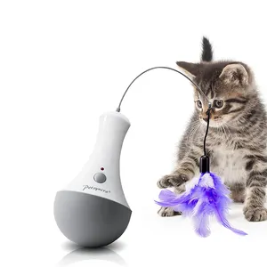 Interactive Balance Swing Cat Toys No power Drive Cat Teaser Tumbler rory-poly Chasing Pet Toy Self with Simulation Feathers