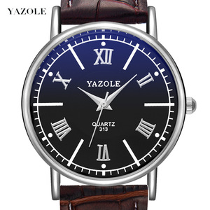 Montres-bracelets à quartz pour hommes YAZOLE <span class=keywords><strong>313</strong></span>, design tendance, bracelet en cuir, étanches, sport et loisirs, montre à quartz haut de gamme pour hommes - Product Image 1