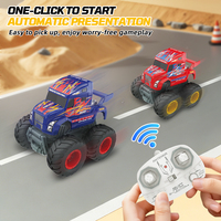 Camion de cascade RC 2.4G à gros pneus 360 °   Voiture télécommandée tout-terrain rotative avec lumières et démonstration automatique, jouet voiture monstre