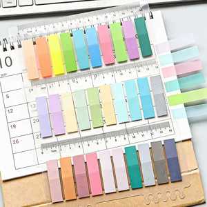Juego de 200 Etiquetas Adhesivas de PET Multicolor, Regla con Escala, Marcadores de Página Autoadhesivos, Blocs de Notas, Material de Oficina y Estudio - Product Image 1