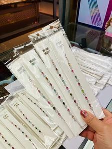 Bracciale con Catena <span class=keywords><strong>Arcobaleno</strong></span> in Argento 925 Placcato Platino con Tormalina Naturale Colorata per Donne, Vendita all'Ingrosso Diretta dalla Fabbrica - Product Image 3