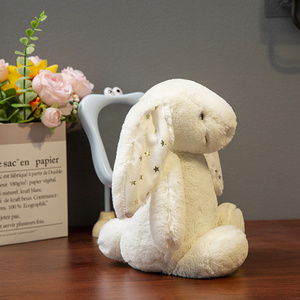 Coniglietto di Pasqua Bianco Avorio 30cm, Peluche Super Morbido con Orecchie Lunghe e Stampa a Stelle, Giocattolo Antistress per Bambini e Bambine - Product Image 3