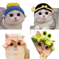Chapeaux en laine tricotés pour animaux de compagnie, pour chats et chiens, accessoires amusants de style Instagram, ornements de tête, costumes de transformation