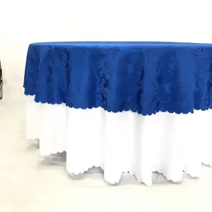 Polyester Fabric Damask Jacquard Tablecloth Overlay For Wedding Party