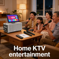 GENCE Enceinte KTV Intelligente Portable avec Écran Tactile RGB, Micros Sans Fil UHF Doubles, Basses HiFi, pour Fêtes à Domicile et Extérieur (Bluetooth 5.0)