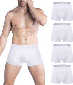 4 Pack <b>Men</b> <b>Boxer</b> Briefs Solid Color Knitted Underwear Custom Logo <b>Gift</b> Box Daily Wear - Product Image 1