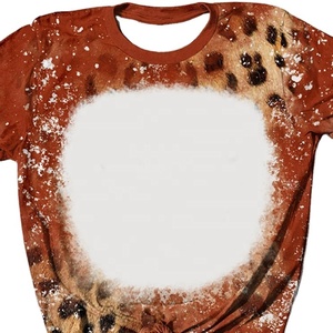 T-shirt monogramme d'été pour hommes, à manches courtes, col rond, t-shirt décontracté Western à imprimé léopard, corps moyen vierge pour sublimation, vente en gros - Product Image 2