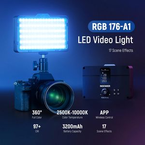 Panneau lumineux vidéo <span class=keywords><strong>LED</strong></span> <span class=keywords><strong>Neewer</strong></span> <span class=keywords><strong>RGB</strong></span> 176-A1, 17 scènes, CRI97+, 2500K-10000K, 10W, portable, pour photographie - Product Image 3