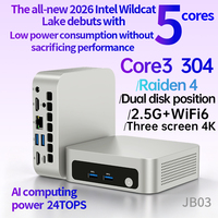 Intel Core 3 304 JB03 Mini Masaüstü Bilgisayar 12GB LPDDR5X 4.3GHz Turbo Frekanslı Mini PC Çift 4K Ekran Çıkışlı 2.5G Lan İş Bilgisayarı