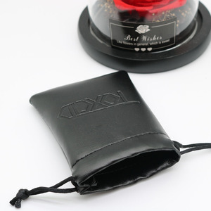 Black Emboss Leather <b>Drawstring</b> <b>Waterproof</b> <b>Bag</b> for Jewelry - Product Image 6
