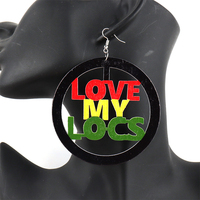 Africa Rasta I Love My Locs Pendientes de madera