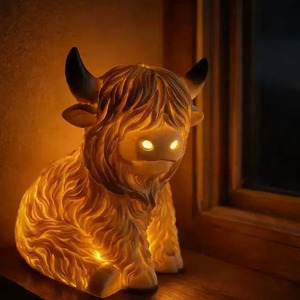 Highland Cattle <b>Lamp</b> Resin Table <b>Lamp</b> Led Night Light Tap Control <b>Usb</b> Power Home Decor - Product Image 4