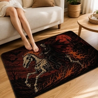 Tapis moderne antidérapant lavable en polyester, motif cheval squelette vampire, en faux velours insonorisant pour chambre gothique