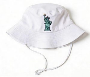 Chapeau Bob Brodé Statue de la Liberté Vintage, en Coton Décontracté, Protection Anti-UV, avec Sangle Mentonnière Réglable - Product Image 1