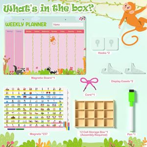 Planificateur <span class=keywords><strong>hebdomadaire</strong></span> pour enfants Tableau de comportement magnétique Calendrier Tableau de routine pour les tout-petits Calendrier visuel - Product Image 5