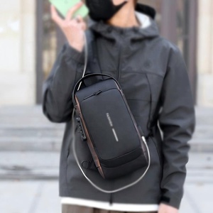 Tas Dada Pria <span class=keywords><strong>Anti</strong></span> Maling Tahan Air dari Bahan Nilon dengan USB, Tas Selempang Multifungsi untuk Perjalanan - Product Image 5