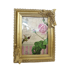Bán buôn tồi tàn <span class=keywords><strong>Chic</strong></span> hình ảnh khung trong quét Vàng resin điêu khắc cho trang trí nội thất phù hợp với 5x7 hình ảnh - Product Image 2