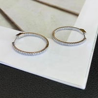 Ruyi Boucles d'oreilles créoles en or 14 carats de luxe pour femmes All-Match Shiny Circle Diamond 1ctw-Fashionable Boucles d'oreilles Bijoux