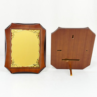 Plaque en bois avec plaque en aluminium doré et cristal, plaque de récompense en bois MH-MJ0784