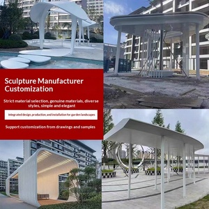 Pavillon paysager en acier inoxydable, structure en acier de forme irrégulière, sculpture de couloir carré de grande envergure pour l'extérieur - Product Image 4
