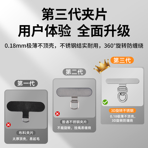 3D Rotating Metal Phone Case Lanyard <b>Clip</b> Pad 0.3mm Thick Stainless Steel <b>Hook</b> For Mobile Phone Strap Anti Loss Durable - Product Image 5