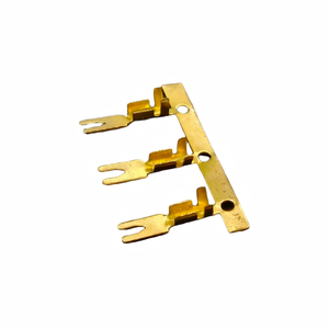 บริการงานกลึงตามสั่ง ขั้วต่อทองเหลืองแบบ U-Lug ชุบทอง ขั้วต่อสายไฟแบบ Crimp สำหรับชุดสายไฟอิเล็กทรอนิกส์ - Product Image 5