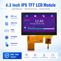 Modul LCD TFT IPS 4,3 Inci Kecerahan Tinggi dengan Layar Sentuh HMI, Antarmuka RGB 480x272, ST7282A, Layar LCD Kustom