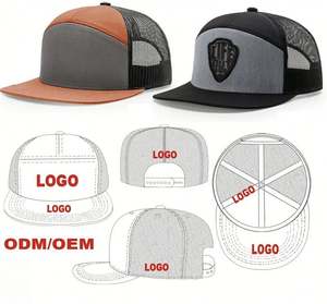 Casquettes personnalisées à 7 panneaux, design de casquette à visière plate en maille avec logo brodé, casquette de camionneur, impression numérique, casquette snapback camouflage - Product Image 5