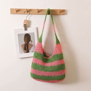 Bolso Tejido a Crochet con Rayas de Gran Capacidad, Nuevo Bolso de Playa para Vacaciones en la Costa, con Cierre de Concha, Hecho a Mano para Mujer - Product Image 6