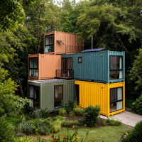 Maison conteneur modulaire pliable moderne avec mur en verre, aménagement intérieur complet, marque JUJIU, garantie 5 ans pour les locations Airbnb et les vacances