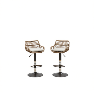 Taburetes de bar modernos de ratán, altura ajustable, giratorios, con reposapiés para cocina y comedor - Product Image 1