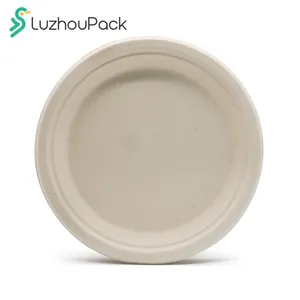 LuzhouPack custom sugarcane pulp cheap paper plates 9 inch disposable heat resistant disposable party plates