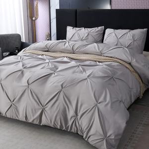 3 pezzi all'ingrosso biancheria da letto per la casa, senza <span class=keywords><strong>lenzuola</strong></span>, morbido poliestere grigio tirante fiore europeo regina re copripiumino con federa Set - Product Image 6