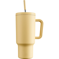 Gobelet isotherme double paroi 40 oz en acier inoxydable avec poignée et paille, revêtement poudré, pour café, vente en gros directe usine